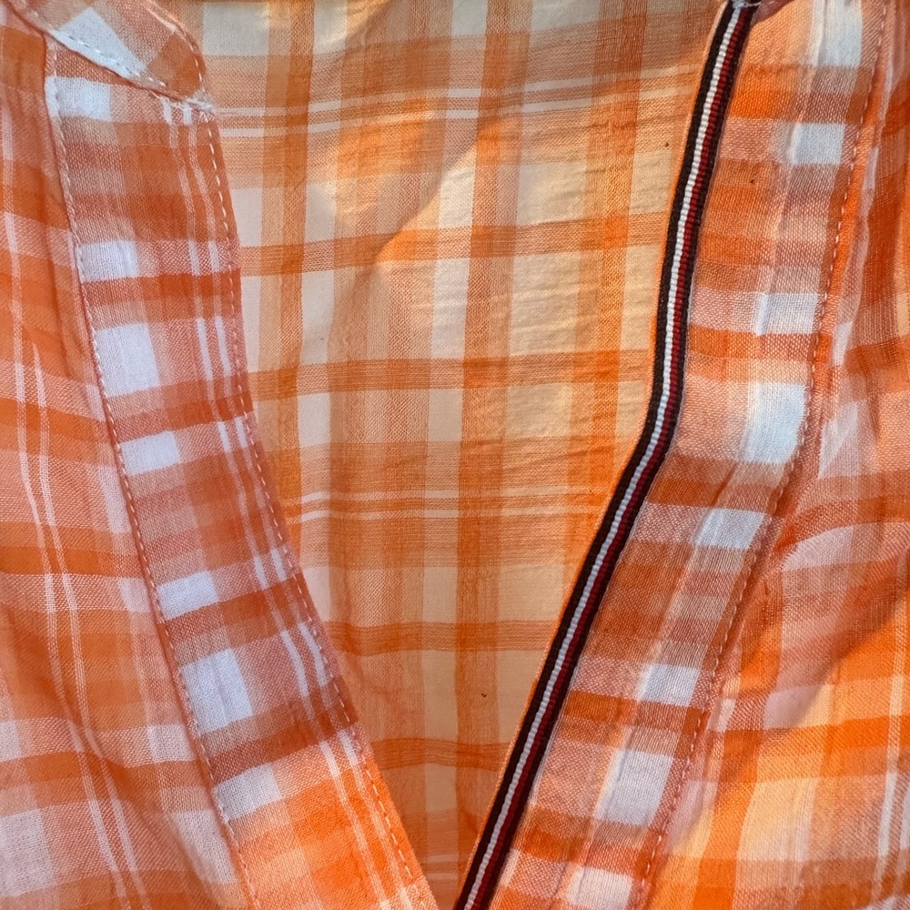 Tommy Hilfiger Orange and White Checkered Shirt